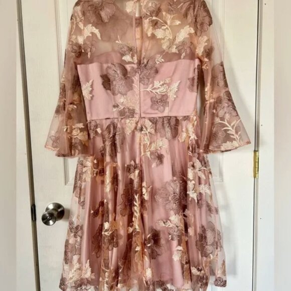 NWT: Eliza J Pink Embroidered Floral Fit & Flare Cocktail Dress - Picture 3 of 4